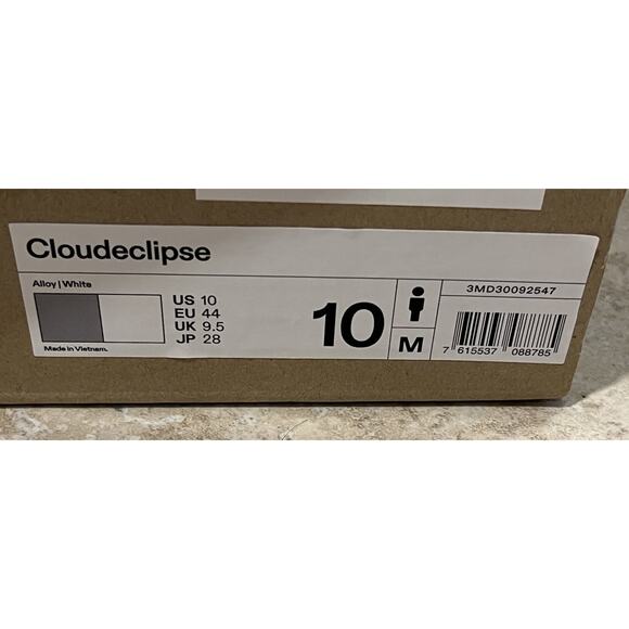 ON Cloud Men's Cloudeclipse White Alloy Gray Running Cloud Cushioned Sneakers 10 - Picture 8 of 8